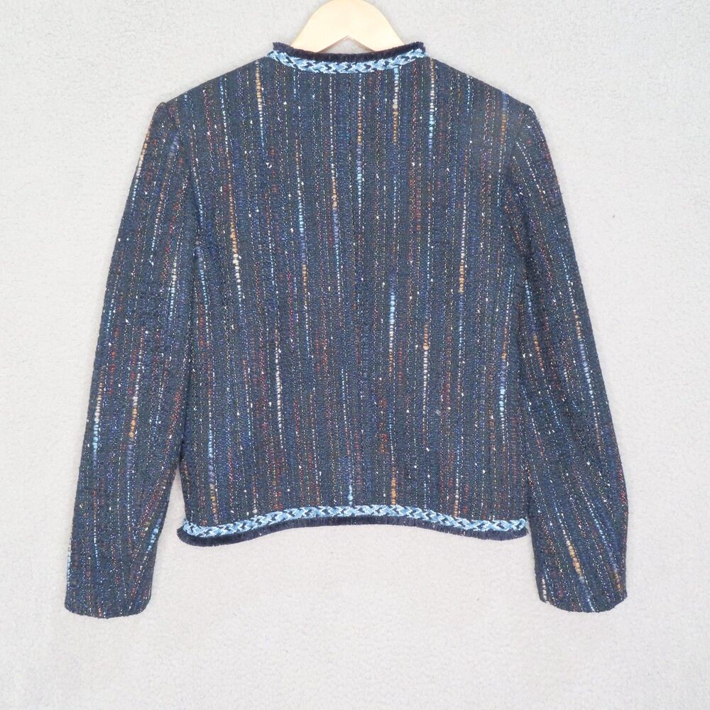 Sandro Colibri Tweed Double-Breasted Jacket 38 EU 6 US Navy Long Sleeve Button - Picture 3 of 15